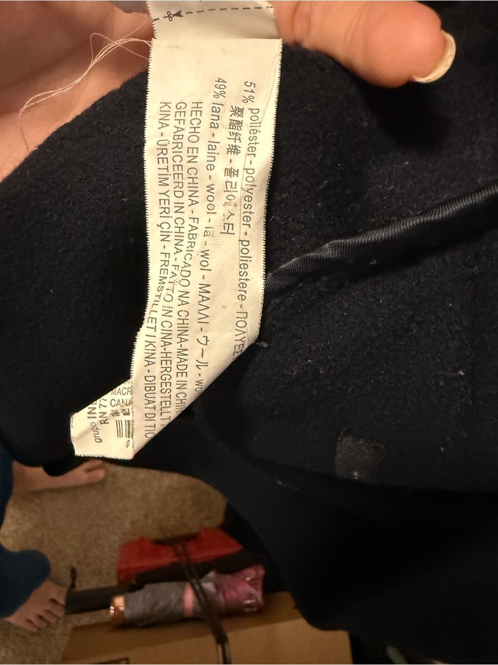 Zara Black Double-Breasted Wool Blend Pea Coat with Gold Buttons - Picture 3 of 3